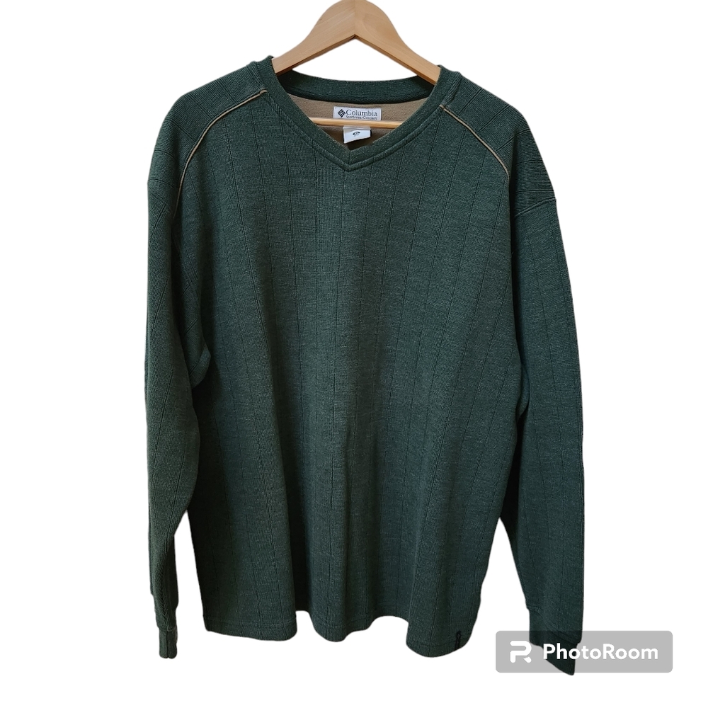 Vintage Columbia men's XL pullover knit sweater olive green